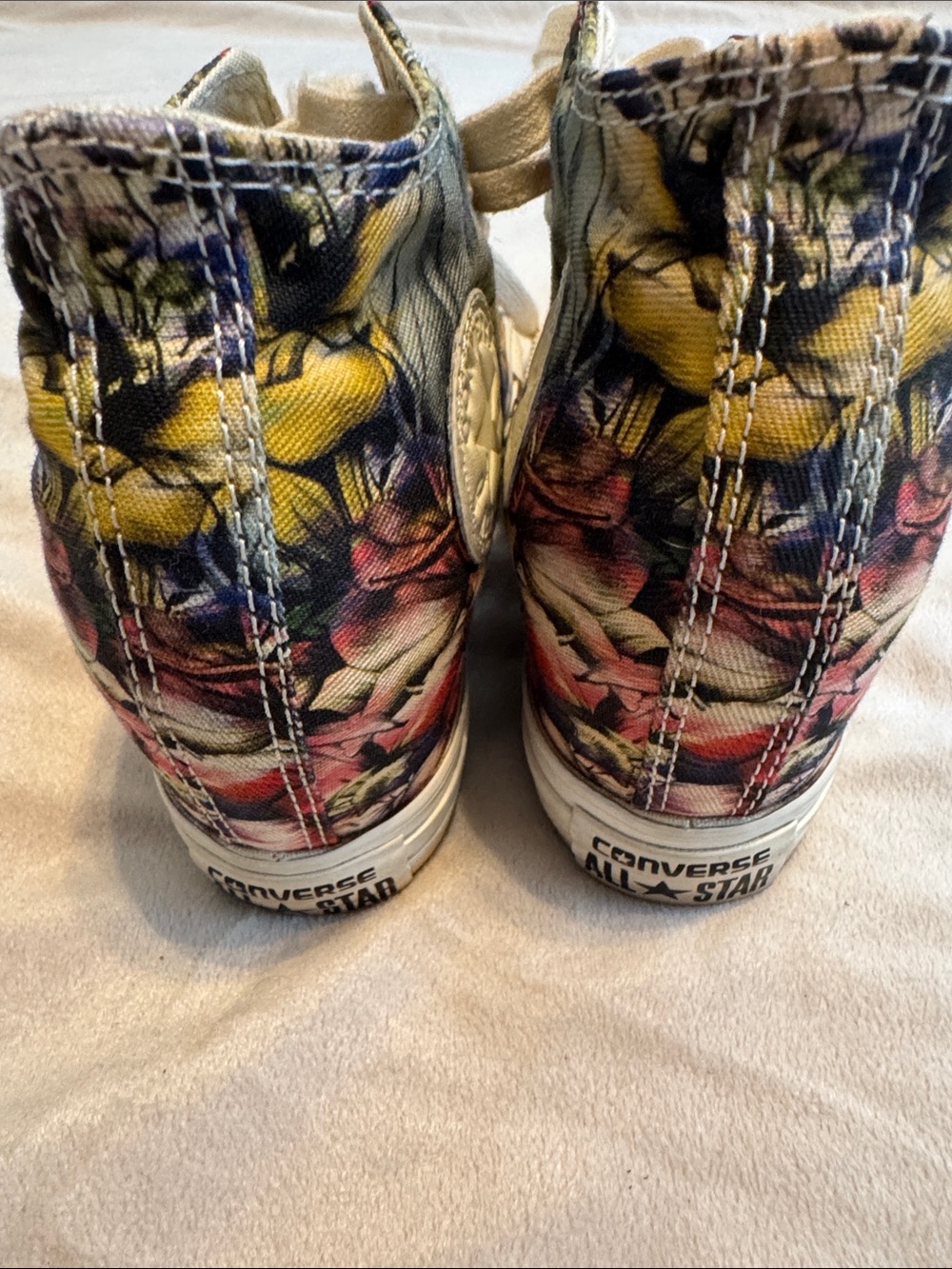 Converse Floral High-Top Wedge Sneakers in Cream, Yellow, Red, Blue - Picture 7 of 7